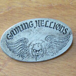 VINTAGE "GAMING HELLIONS" Metal Pin / Brooch - Rare Gaming Club Memorabilia